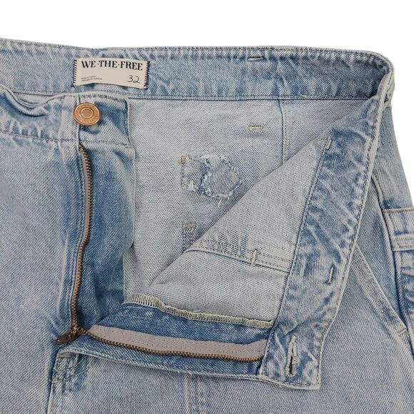 We The Free Jeans Womens 32 Blue Wide Leg Slouchy Baggy Cuffed Major Leagues - Picture 6 of 12